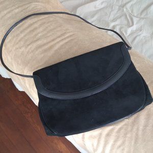 Vintage Black Suede Crossbody Bag By Koret | 10" x 8"